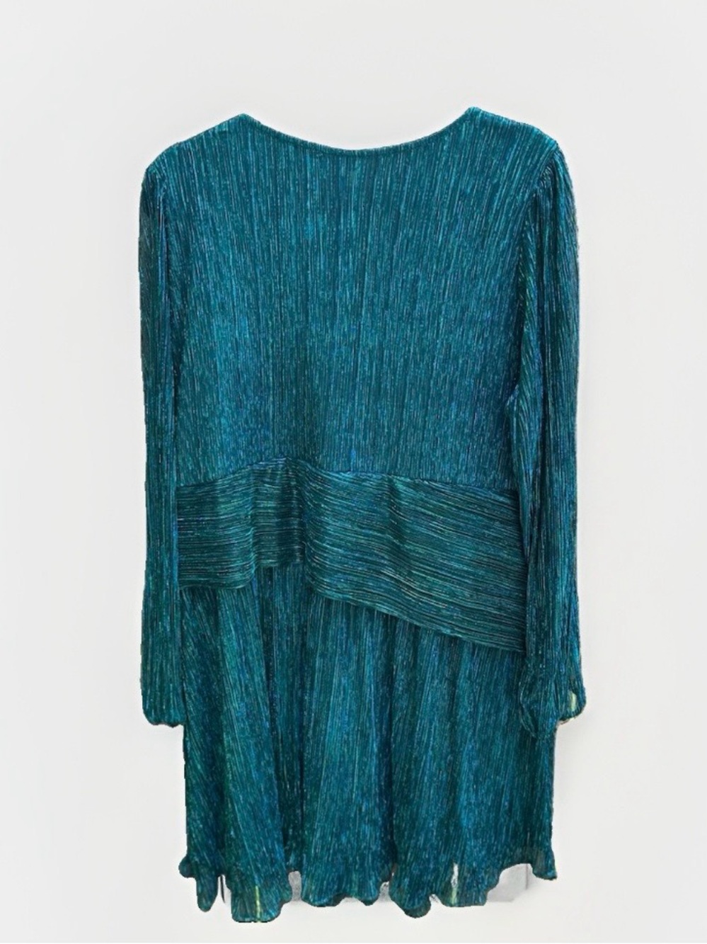 Torrid Emerald Silver Glitter Plisse Wrap Mini Dress Plus Size 3 3X 22-24 New - Picture 7 of 7